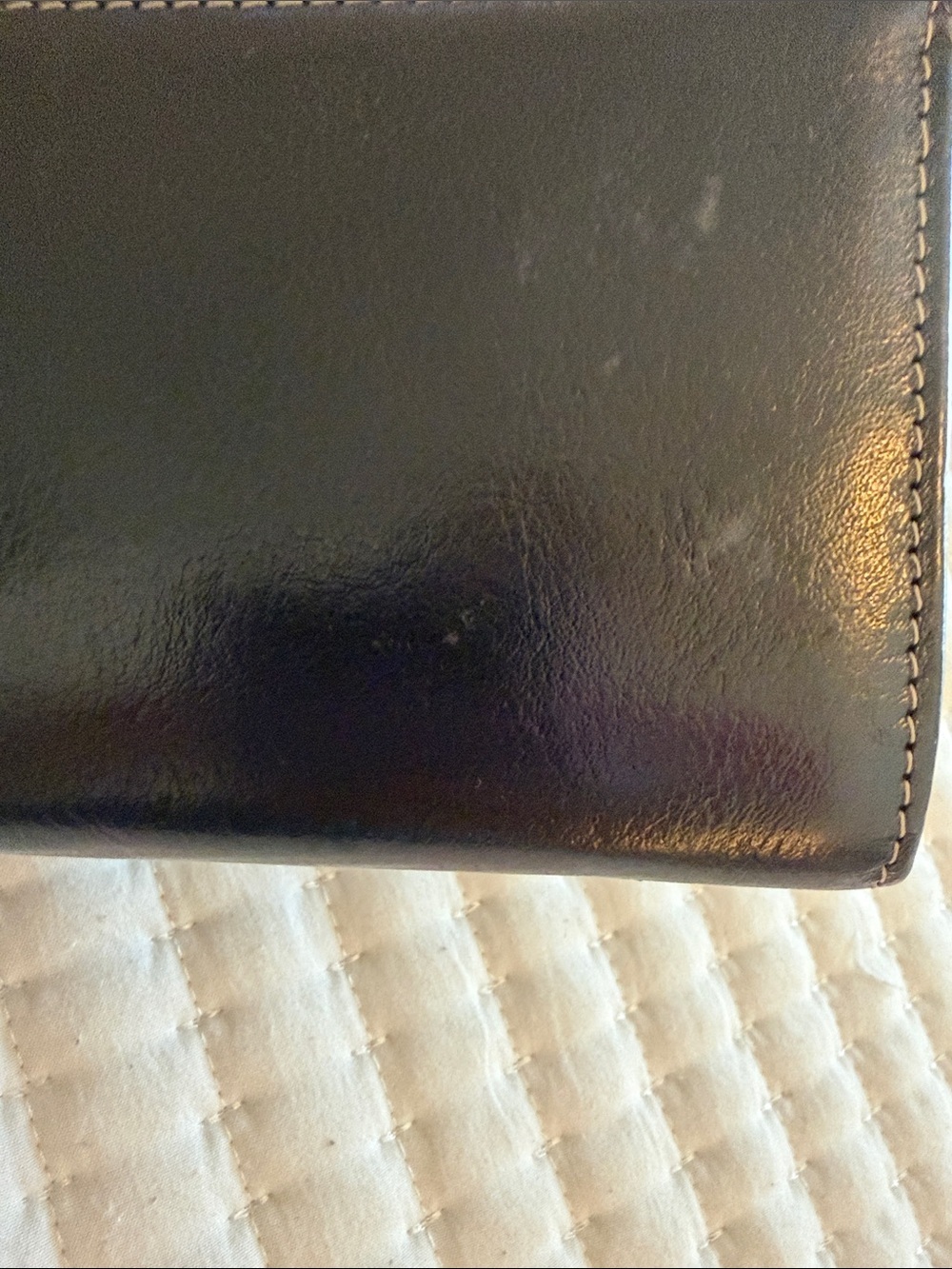 Genuine Leather Black Trifold Wallet with Front Zip Pocket - Picture 10 of 11
